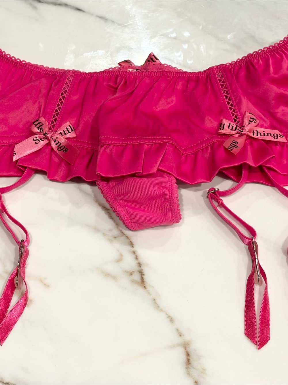 NWT LOT OF 3 Size S Victoria's Secret VS Jeweled Thong Lace Garter Panty - Picture 3 of 5